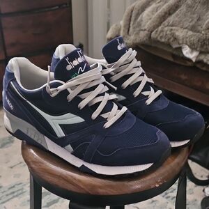 Diadora N9000 NYL II Dark Blue and White Athletic Shoes